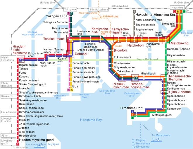 Karta Hirošime tramvaj