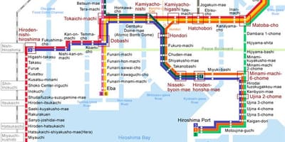Karta Hirošime tramvaj
